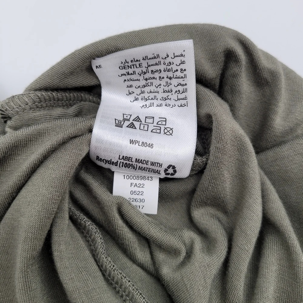 Bar III Olive Green Long-Sleeve Draped Shift Dress